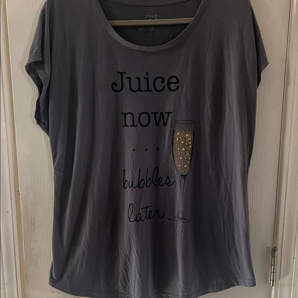 Style & Co. Charcoal Graphic Tee with Gold Accents